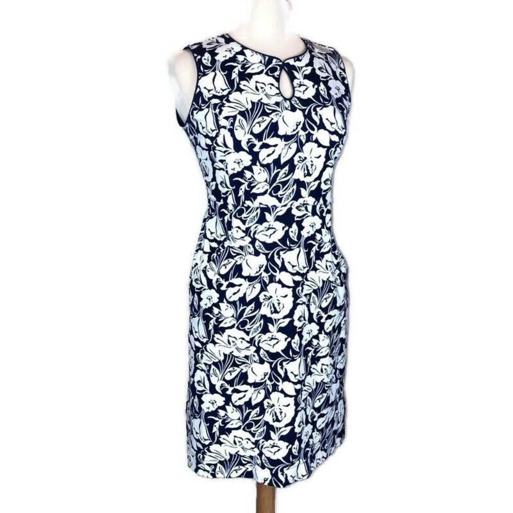 Land's End Floral Dress 6 P Ponte Stretch Pockets